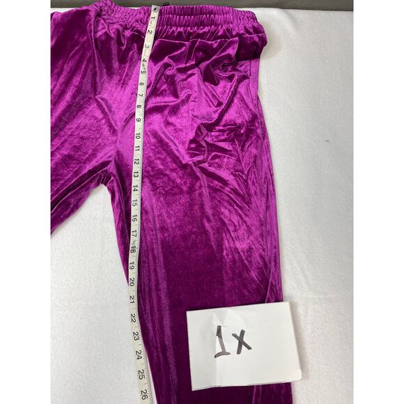 PLUS SIZE 1X purple magenta velvet jogger track lounge hoodie pant set NWT B27 - Picture 6 of 10